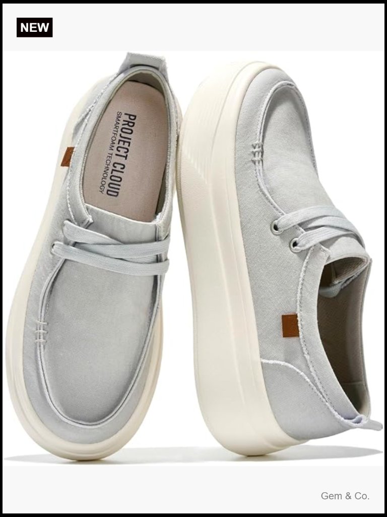 Canvas Platform Loafers - Slip On Sneakers For Women - Memory Foam - Casual